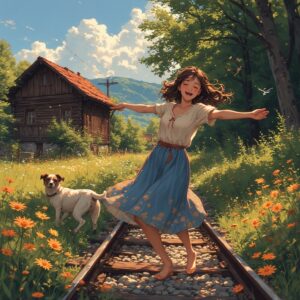 Nina Dancing at the Madara Train Tracks